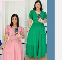 Vestido longo cor lisa