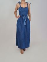 Vestido longo coral claro 100% algodão feminino blufera jeans 22603-2