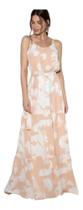 Vestido Longo Crepe Estampado Vanibele