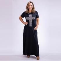 Vestido Longo Cruz Strass Vestido Longo Cruz Strass