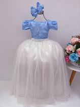 Vestido Longo Dama Branco Azul Serenity Florista Infantil - Enjoy