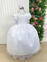 Vestido Longo Dama de Honra Infantil Branco Selena