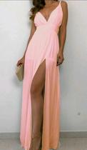 Vestido Longo De Alça Decotado com Fenda