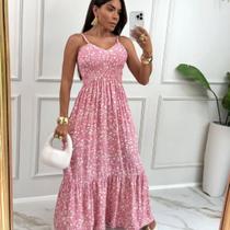 Vestido Longo de Alca estampado Floral Com Bojo Jasmin Vestido Longo de Alca estampado Floral Com Bojo Jasmin