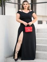 Vestido Longo De Festa Casamento Crepe Alça Plus Size