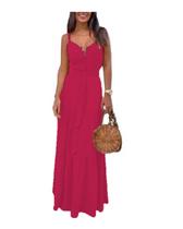 Vestido Longo De Festa Com Amarração E Detalhe No Decote Casual Social Feminino Confortável