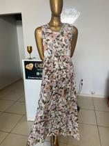 Vestido Longo de Festa Estampa Floral Veste 38/40 - Outlet Vida Fashion
