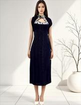 Vestido Longo De Festa Indiano, Em Veludo Bordado, Roxo