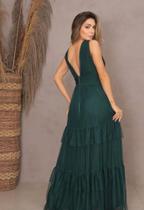 Vestido longo de festa verde musgo femenino