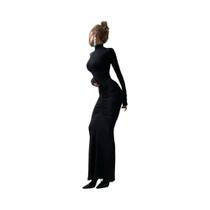 Vestido Longo De Gola Alta Para Mulheres, Casual De Outono, Elegante E Confortável Para O Dia a Dia
