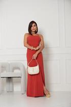 Vestido longo de laço móvel feminino costa fechado com zíper invisível e bojo moda elegante lançamento