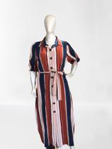 Vestido Longo de Listras Manga Três-quarto Tamanho G1 Veste 46 48 Vestido Longo de Listras Manga Três-quarto Tamanho G1 Veste 46 48