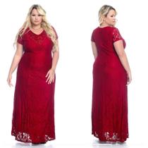 Vestido longo de renda Cor VERMELHO tamanho GG