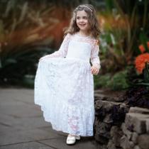 Vestido Longo De Renda Infantil Festa Daminha Ve 90
