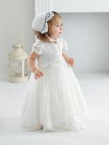 Vestido longo de renda para meninas de 0 a 2 anos, batismo, festa de casamento, princesa Vestido longo de renda para meninas de 0 a 2 anos, batismo, festa de casamento, princesa