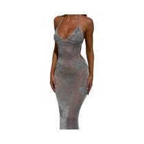Vestido Longo De Tricô Floral Com Alças E Costas Abertas Para Praia E Férias - Sexy E Elegante Vestido Longo De Tricô Floral Com Alças E Costas Abertas Para Praia E Férias - Sexy E Elegante