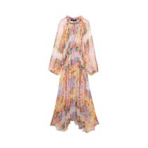 Vestido Longo De Verão Feminino Em Tule Estampado Com Mangas Lanternas Elegante Para Festas E Férias Vestido Longo De Verão Feminino Em Tule Estampado Com Mangas Lanternas Elegante Para Festas E Férias