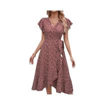 Vestido Longo De Verão Floral Boho Para Mulheres, Decote Em V, Rendas, Ajuste Slim, Casual, Vestido