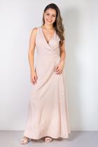 Vestido longo de viscose slub transpassado 71116 - Fluffy