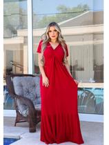 Vestido Longo Decote Franzido Ajustável