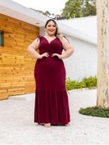 Vestido Longo Decote Transpassado Laço Na Manga Plus