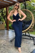 Vestido longo decote transpassado