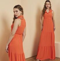 Vestido Longo Detalhe Botao Vestido Longo Detalhe Botao