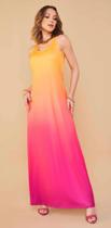 Vestido longo duo cores Rosa e amarelo Feminino Adulto Tamanho M Tecido Malha