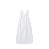 Vestido Longo Elegante Branco Feminino Com Decote Em V, Alças, Costas Descobertas E Pregas Para