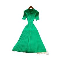 Vestido Longo Elegante De Tricô Com Patchwork Para Mulheres YuooMuoo, Vestido Camiseta De Moda Para
