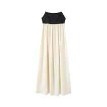 Vestido Longo Elegante De Verão Sem Mangas E Costas Descobertas Para Mulheres, Decote Quadrado, Robe Vestido Longo Elegante De Verão Sem Mangas E Costas Descobertas Para Mulheres, Decote Quadrado, Robe