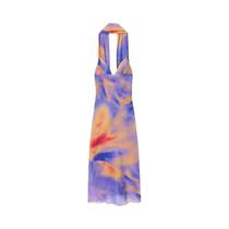 Vestido Longo Elegante Estampado Roxo Para Mulheres, Vestido De Festa Feminino