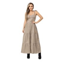 Vestido Longo Elegante Feminino Com Alça Ajustável Com Bojo Festa Tricoline Donna Martins