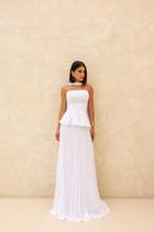 Vestido Longo Elegante sem alça Plissado Madrinha - Vestido Longo Elegante sem alça Plissado Madrinha -