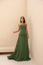 Vestido Longo Elegante sem alça Plissado Madrinha -
