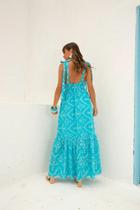 Vestido Longo em Lese Regina Azul