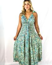 Vestido Longo em Seda Vibrante