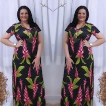 Vestido longo em viscolaycra estampada