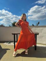 Vestido Longo em Viscolinho Terracota