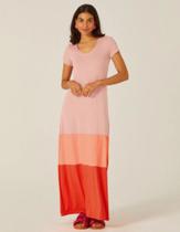 Vestido Longo em Viscose e Viscolinho Stretch Fenda Lateral Confortável Soltinho Decote V Malwee Vestido Longo em Viscose e Viscolinho Stretch Fenda Lateral Confortável Soltinho Decote V Malwee