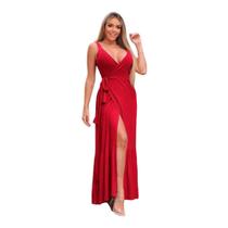 Vestido Longo Envelope Babado Barra Vestido Longo Envelope Babado Barra