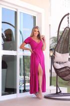 Vestido Longo Envelope Manga Princesa Babado Na Barra Vestido Longo Envelope Manga Princesa Babado Na Barra