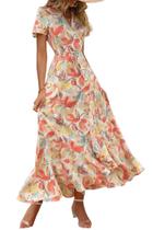 Vestido Longo Envelope PRETTYGARDEN Boho Floral Decote V XXL