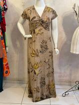 Vestido Longo Estampa Natureza Pus size Vestido Longo Estampa Natureza Pus size