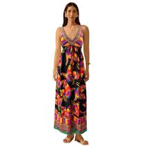 Vestido Longo Estampado Acinturado Decote V Elegante Fashion Vestido Longo Estampado Acinturado Decote V Elegante Fashion