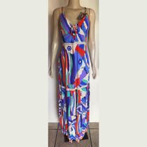 Vestido Longo Estampado Alça
