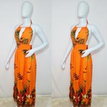 Vestido Longo Estampado Com Bojo