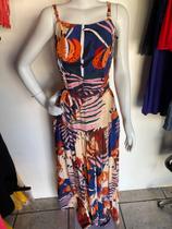 Vestido Longo Estampado com Faixa para amarrar na cintura
