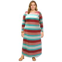 Vestido Longo Estampado Feminino Inverno Manga Longa 2757