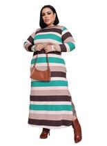 Vestido Longo Estampado Feminino Inverno Manga Longa Elegante 2757